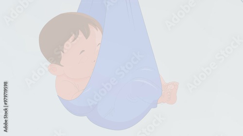 stork carrying baby animation