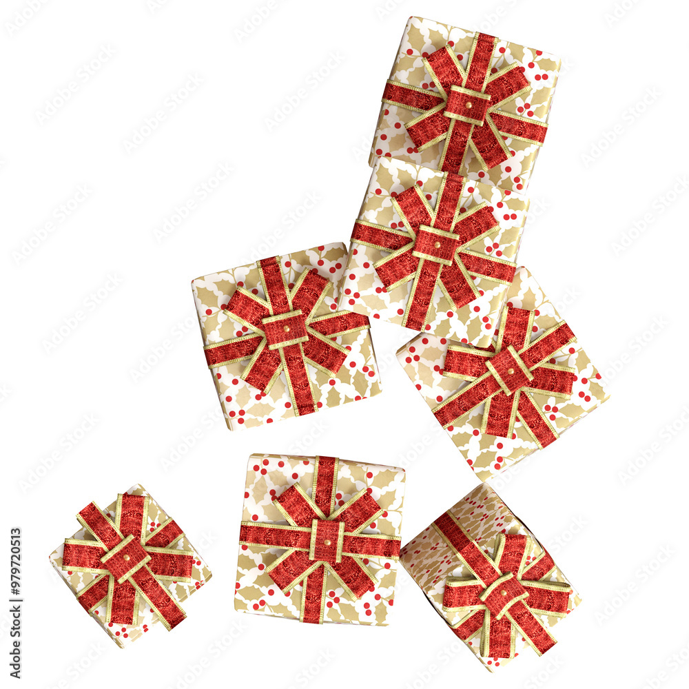 Obraz premium Christmas decorations, New Year's decor, isolate on a transparent background, 3D illustration, cg render 