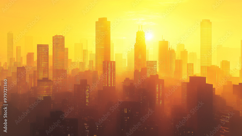 A serene evening scene where the tallest buildings glow in soft, orange light, while shorter ones are cast in deeper shadows. The calm atmosphere hints at the city's transition into night. A serene evening scene where the tallest buildings glow in soft, orange light, while shorter ones are cast in deeper shadows. The calm atmosphere hints at the city's transition into night.
