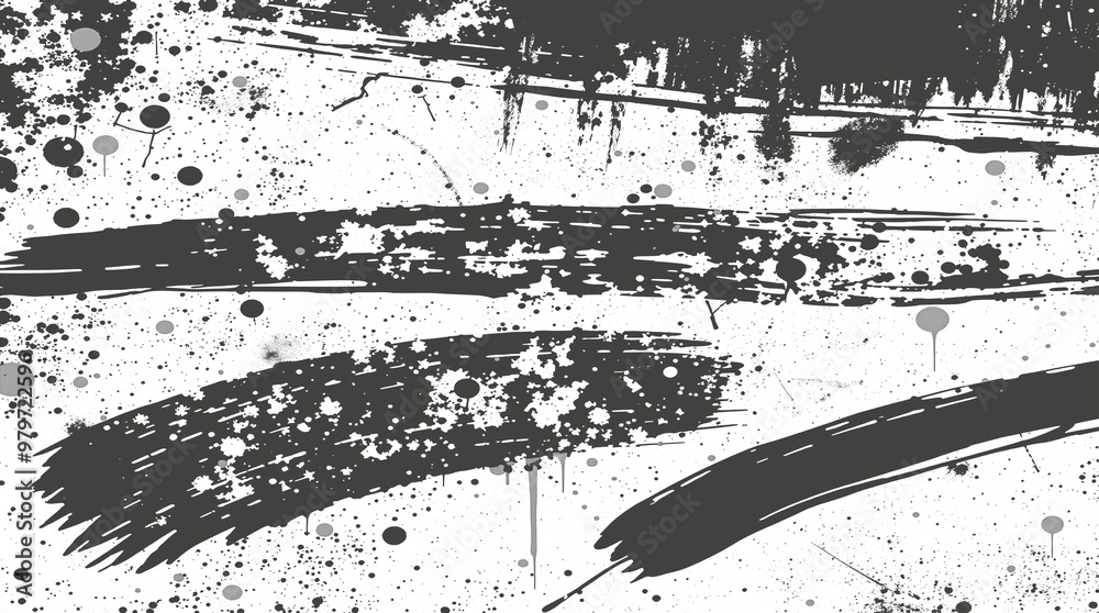 Obraz premium Abstract Black and White Paint Splatter and Brushstrokes