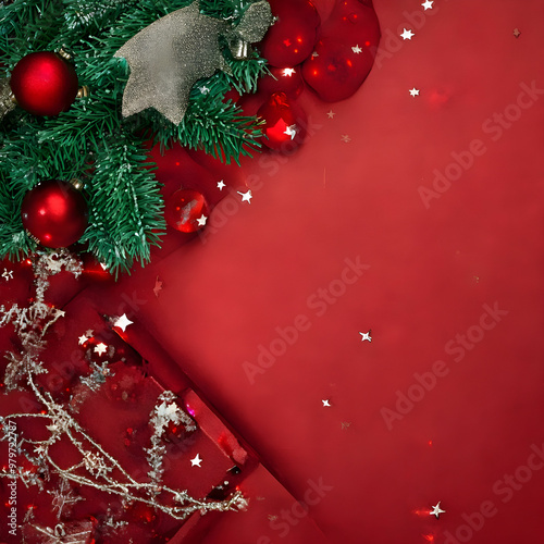 red christmas background, Generative AI	
