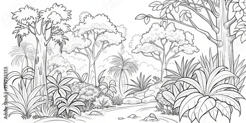 amazing black and white forest coloring. Forest coloring for kids and adults.