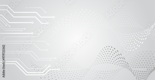Abstract global sci fi concept. Digital internet communication on grey background. Wide Cyber security internet and networking concept. Hi-tech vector illustration with various technology elements.