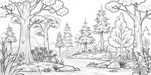 amazing black and white forest coloring. Forest coloring for kids and adults.