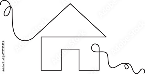 illustration of a house drawing in continuous line style. lines, unique, minimal concept