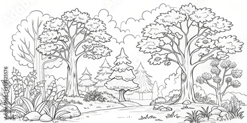 amazing black and white forest coloring. Forest coloring for kids and adults.