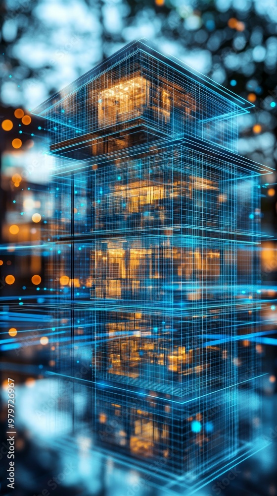Fototapeta premium The Mirror of Reality, Digital Twin Technology