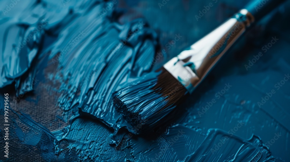 brush painting in blue generative ai brush painting in blue generative ai