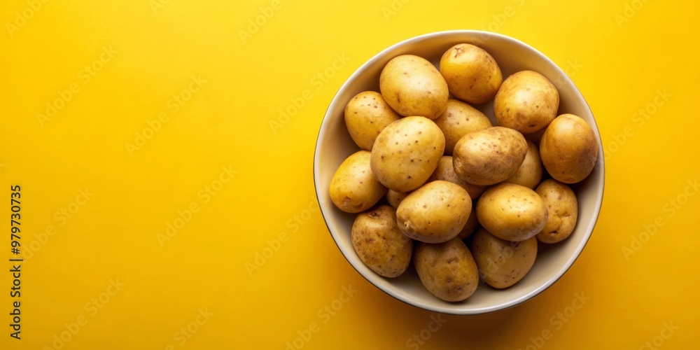 delicious potatoes on a yellow background delicious potatoes on a yellow background
