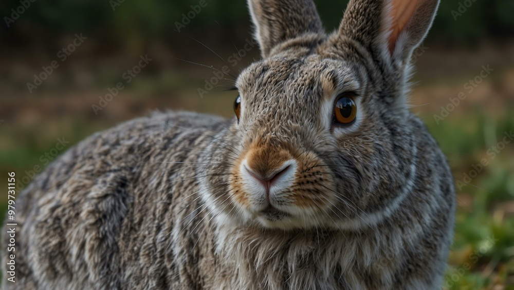 Gray rabbit with large ears, portrait Gray rabbit with large ears, portrait