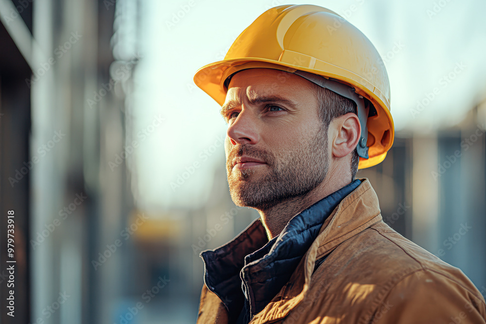 Safety & Technology in Construction Male Architect with Yellow Hard Hat Inspecting Site Safety & Technology in Construction Male Architect with Yellow Hard Hat Inspecting Site