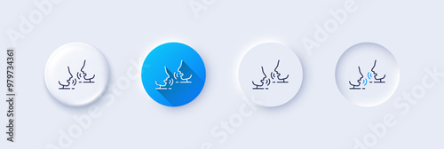Talk line icon. Neumorphic, Blue gradient, 3d pin buttons. People speak sign. Voice speech symbol. Line icons. Neumorphic buttons with outline signs. Vector