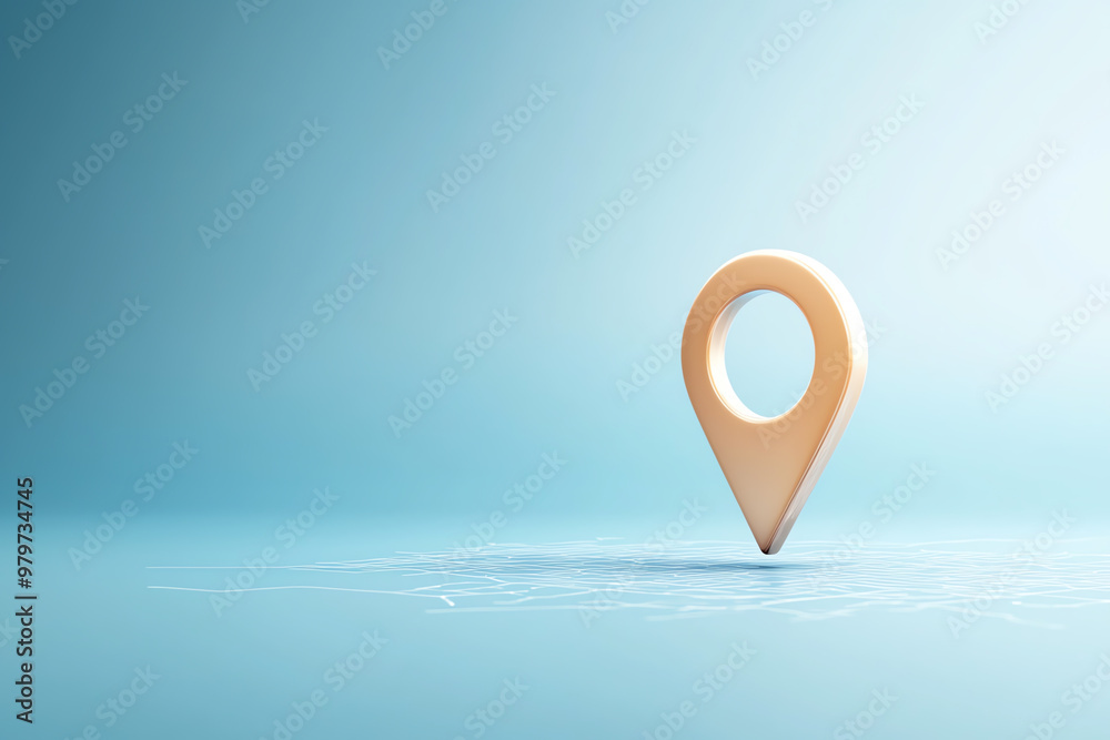 A minimalistic location pin set against a serene blue backdrop, symbolizing navigation and digital mapping. A minimalistic location pin set against a serene blue backdrop, symbolizing navigation and digital mapping.
