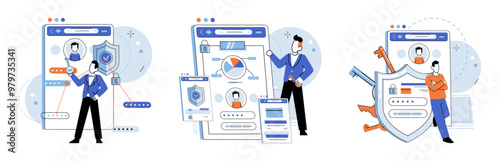 User authorization. Vector illustration. User accounts require secure authentication to prevent unauthorized access Security measures ensure protection user data and privacy The user authorization
