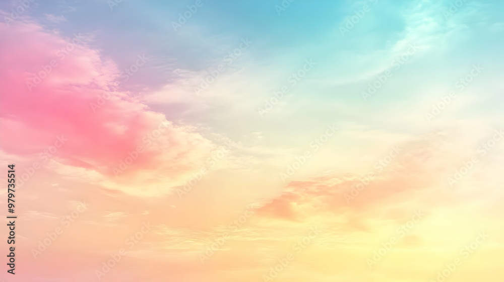 Obraz premium Pastel Sky with Clouds Abstract Background, a Soft Dreamy and Beautiful Background for Design, Photography, and Social Media.