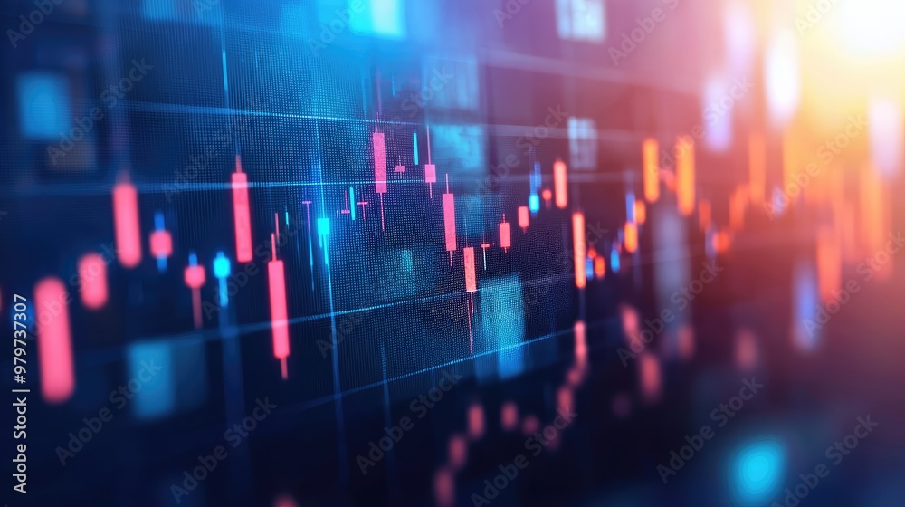 Abstract financial chart with colorful candlestick patterns reflecting market trends and data insights. Abstract financial chart with colorful candlestick patterns reflecting market trends and data insights.