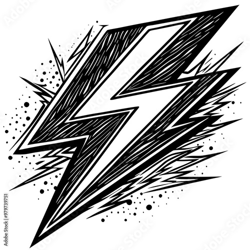 Lightning vector on white background