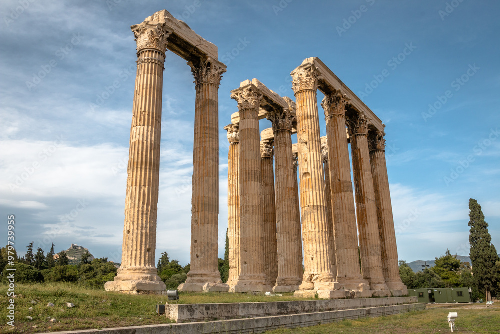 Views from the Temple of Olympian Zeus historical site in the city of Athens, Greece Views from the Temple of Olympian Zeus historical site in the city of Athens, Greece