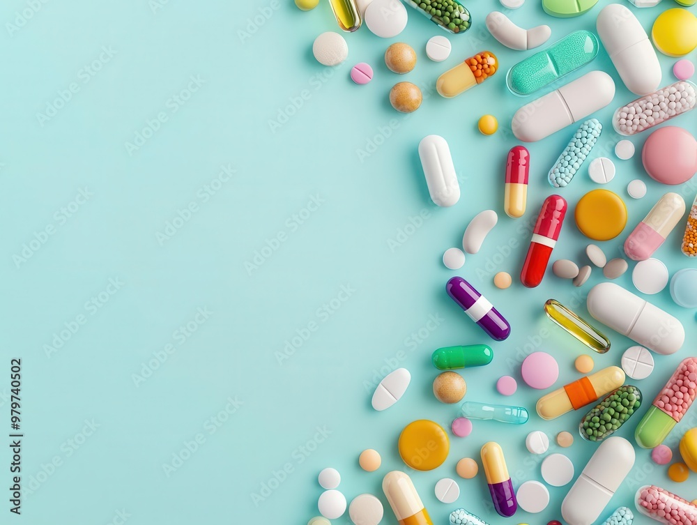 Gut health concept with probiotics creating a balanced ecosystem, vibrant colors for good bacteria Gut health concept with probiotics creating a balanced ecosystem, vibrant colors for good bacteria