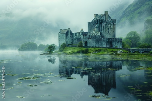 Foto A castle is reflected in the water