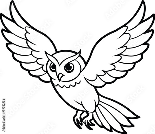 Owl bird logo icon vector illustration featuring majestic wing details photo