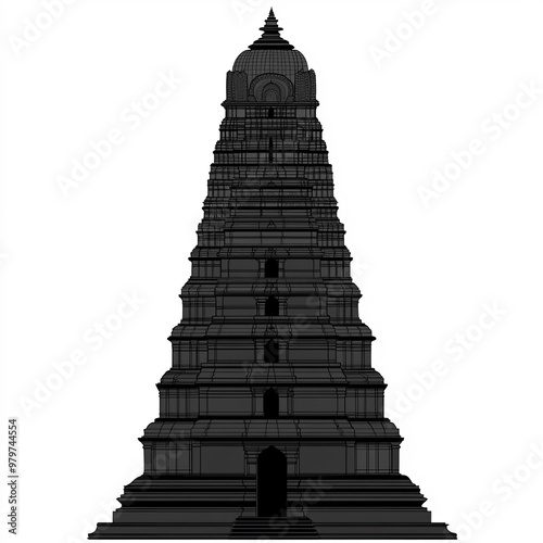 Indian Temple Silhouette, I...