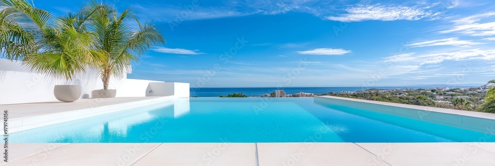 Modern rooftop oasis with ocean views, featuring a sparkling infinity pool, lush palm trees, and a breathtaking panorama of the coastline. Relax and enjoy the ultimate luxury experience. Modern rooftop oasis with ocean views, featuring a sparkling infinity pool, lush palm trees, and a breathtaking panorama of the coastline. Relax and enjoy the ultimate luxury experience.