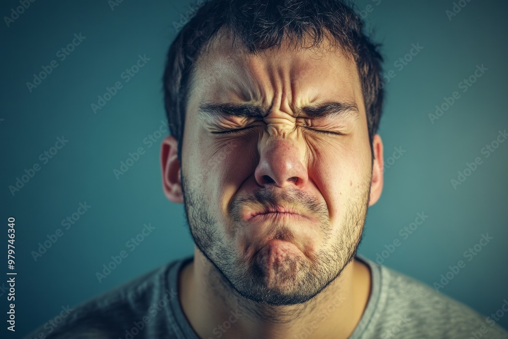 Fototapeta premium Distressed Young Man with Scruffy Beard