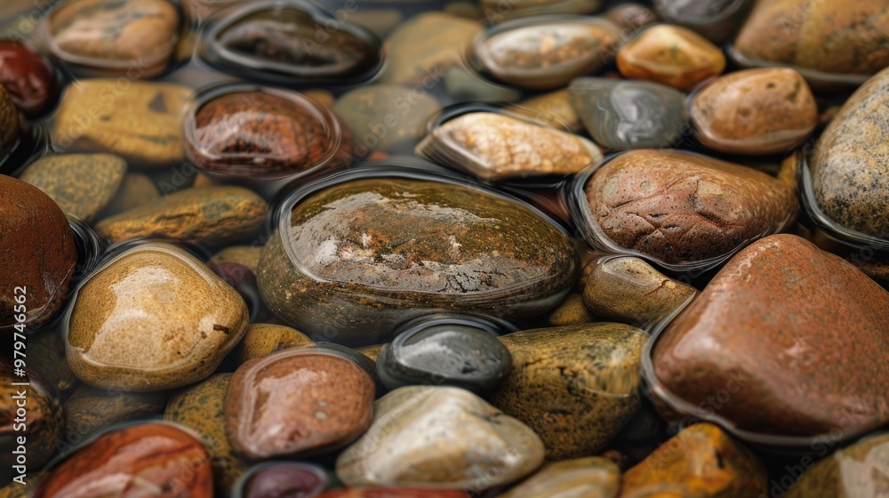 smooth river rocks shining in the water generative ai smooth river rocks shining in the water generative ai