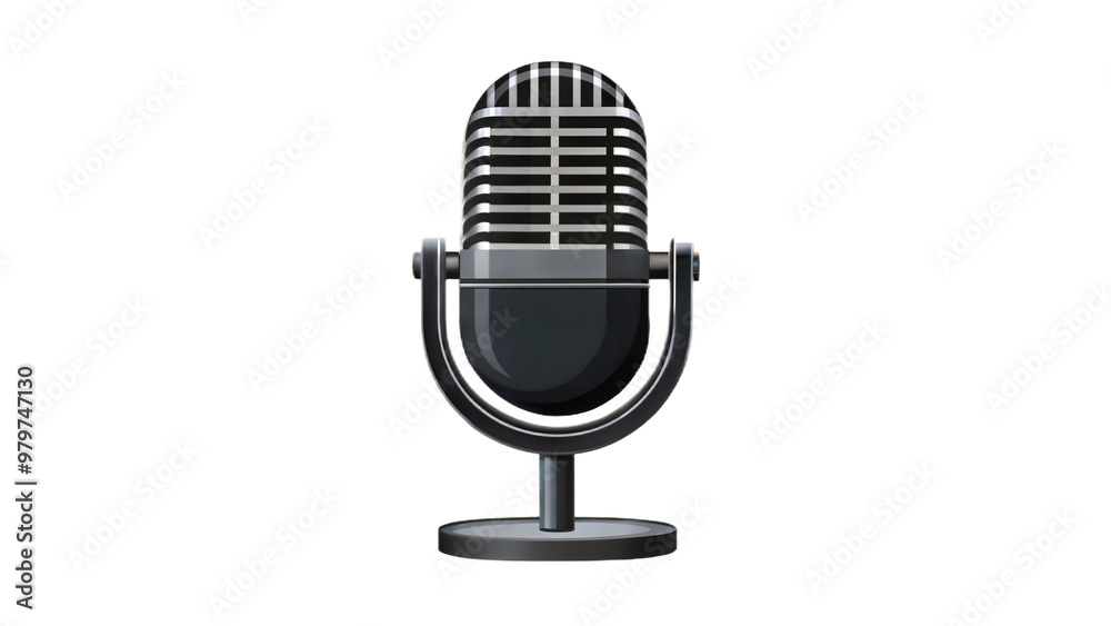 Classic microphone icon on a black background, symbol of broadcasting and sound recording. Classic microphone icon on a black background, symbol of broadcasting and sound recording.