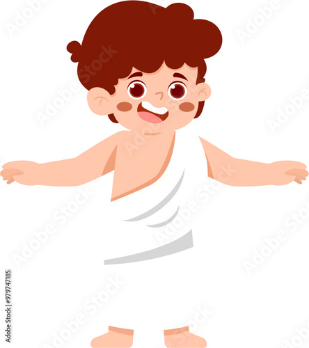 Muslim Kid with Ihram Clothes  photo