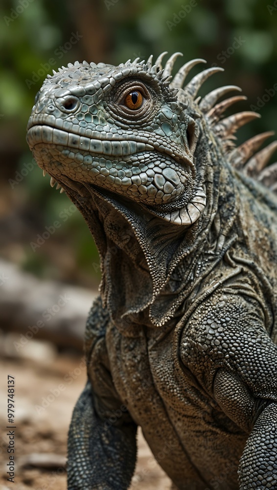 Iguana in a threatening stance from behind. Iguana in a threatening stance from behind.