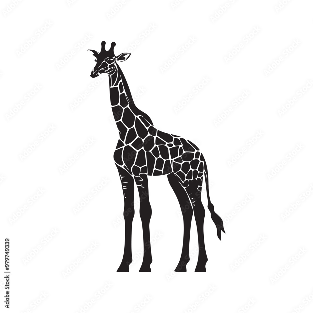 Fototapeta premium vector of black silhouette of giraffe