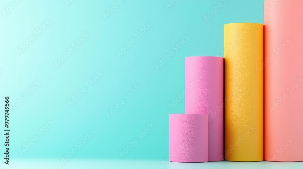 Stacked bar chart in neon colors, representing growing trends in market analysis Stacked bar chart in neon colors, representing growing trends in market analysis