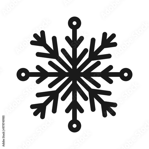 Snowflake thin line icon.Frozen sign.Decorative element for Christmas and New Year holiday.Transparent background.Editable stroke.Simple black line snow icons.Vector illustration EPS 10