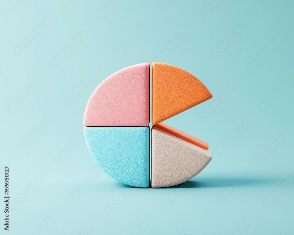 Expanding pie chart with vibrant colors, showing growing segments of market share Expanding pie chart with vibrant colors, showing growing segments of market share