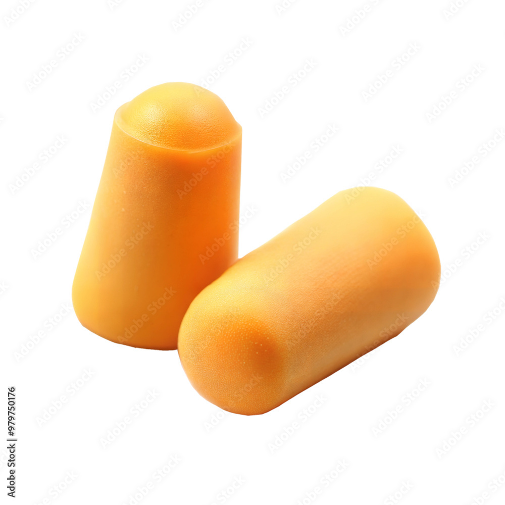 Pair of orange earplugs on a black background, symbol of hearing protection and safety. Pair of orange earplugs on a black background, symbol of hearing protection and safety.