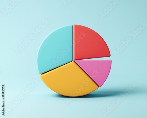 Free Download 3D pie chart with expanding slices, representing growing market segments, vibrant colors - GFXLoad