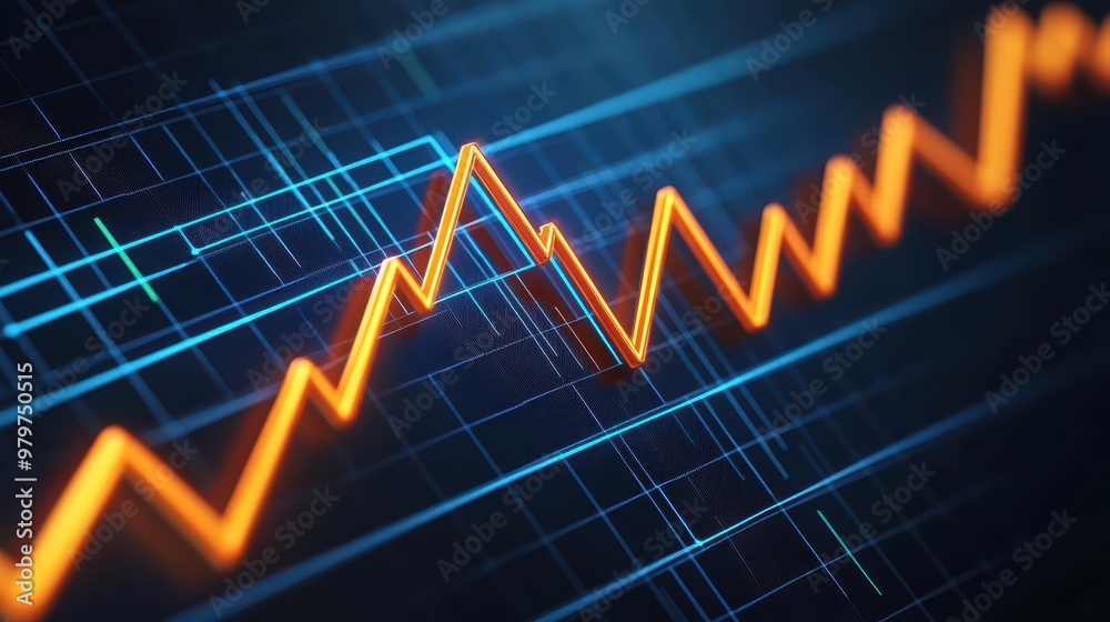 Dynamic 3D line graph showing steep upward growth, vibrant market trend visualization Dynamic 3D line graph showing steep upward growth, vibrant market trend visualization