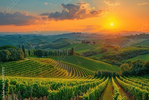 Wallpaper Mural A beautiful landscape with a large field of grapes Torontodigital.ca