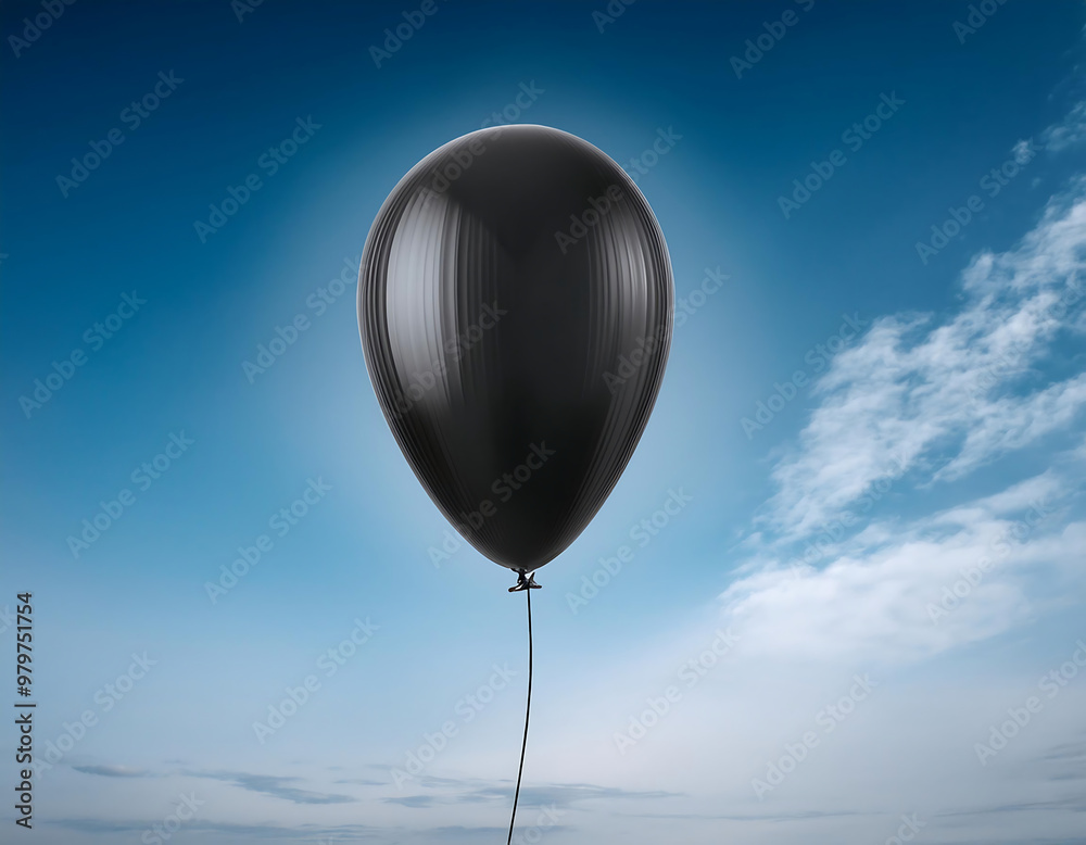 Obraz premium Black balloon floating – A 3D-rendered black balloon, commonly used for Black Friday sale p_1(125)