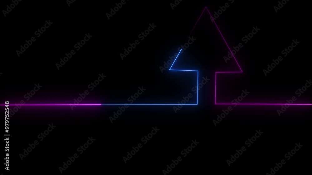 Neon arrow doing direction information animation on black background. Abstract dynamic neon arrow icon animation background Neon arrow doing direction information animation on black background. Abstract dynamic neon arrow icon animation background