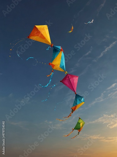 Kites flying during Makar Sankranti with space for text