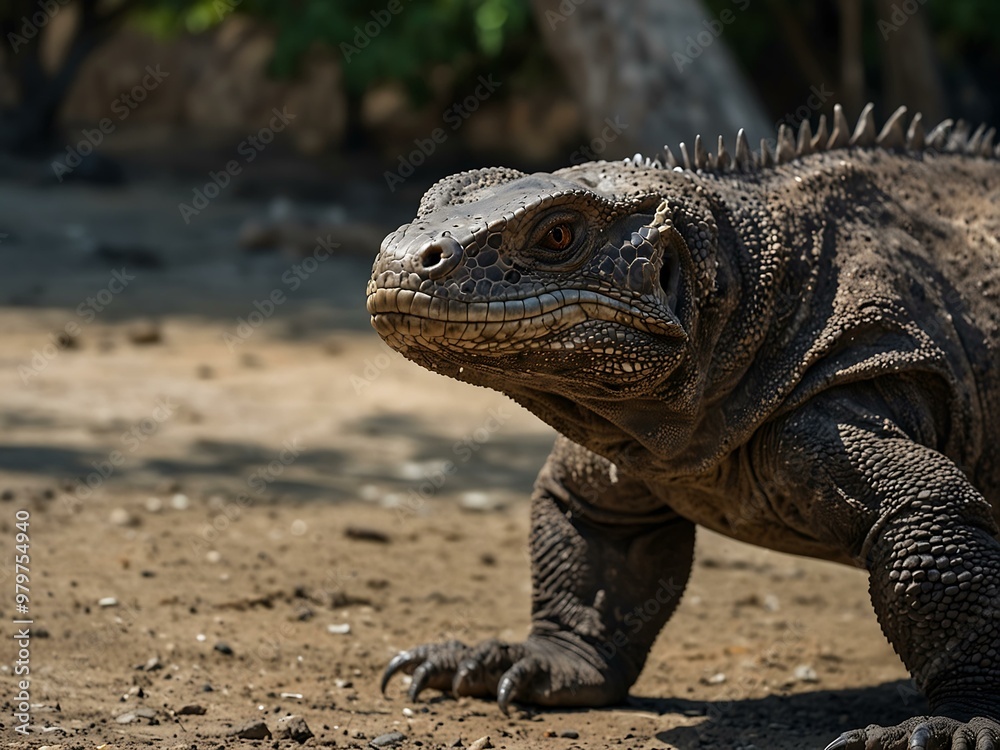 Komodo dragon in a menacing pose. Komodo dragon in a menacing pose.