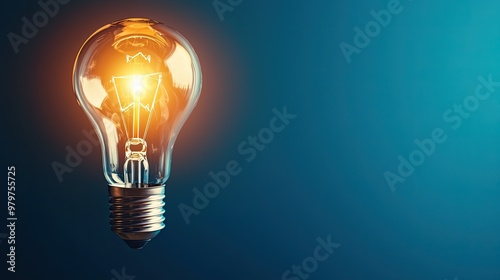 A glowing vintage light bulb against a blue background, symbolizing creativity, ideas, and innovation.