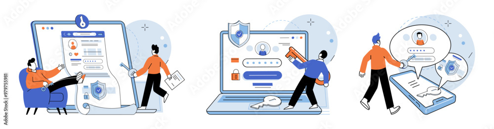 User authorization. Vector illustration. Security protocols ensure safety user data and prevent unauthorized access The user authorization concept underscores importance granting access rights User authorization. Vector illustration. Security protocols ensure safety user data and prevent unauthorized access The user authorization concept underscores importance granting access rights