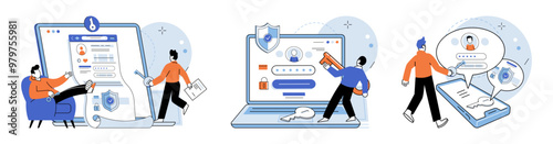 User authorization. Vector illustration. Security protocols ensure safety user data and prevent unauthorized access The user authorization concept underscores importance granting access rights