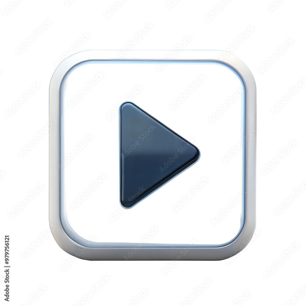 Square play button icon on black background, symbolizing media and digital functionality. Square play button icon on black background, symbolizing media and digital functionality.