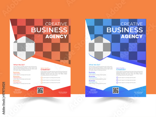 Corporate business flyer template design set with blue, orange, red and yellow color. marketing, business proposal, promotion, advertise, publication, cover page. new digital marketing flyer set.