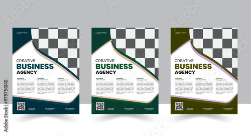 Corporate business flyer template design set with blue, orange, red and yellow color. marketing, business proposal, promotion, advertise, publication, cover page. new digital marketing flyer set.